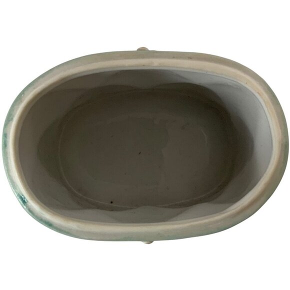 Vintage Vanity Hidden Lint Brush in Ceramic Box With Floral Design Gold Accents - Picture 6 of 7